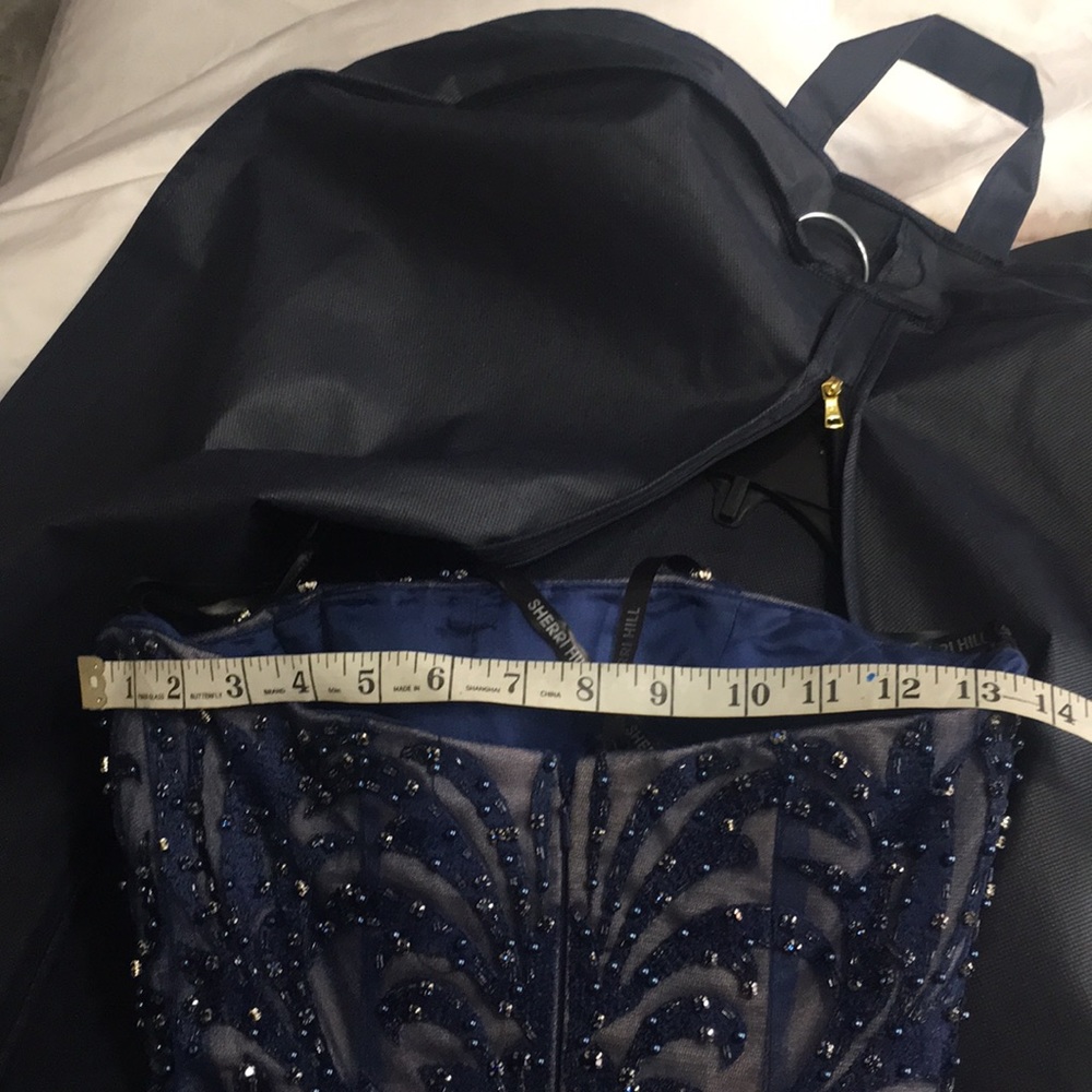 Sherri hill navy/nude beaded dress 21223 - Picture 4 of 6